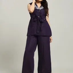 WoowZerz Embroidered V Neck Coat With Trousers Co-Ords Set-picture-26