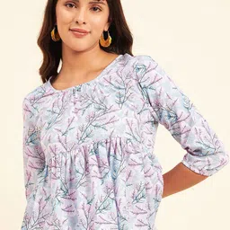NEESH Floral Print Puff Sleeve Styled Back Top-picture-32