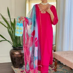 VASTRAHUT Women Emboidared Kurta with Trousers & Dupatta image 2