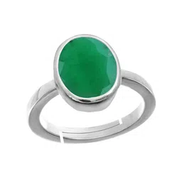 RRVGEM Silver Plated Emerald Adjustable Ring-picture-41