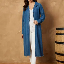 Orchid Blues Women Pure Cotton Single-Breasted Overcoat-image-51