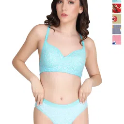 Liigne Women Pack Of 5 Everyday Printed Padded Bra Pure Cotton Lingerie Set-picture-13