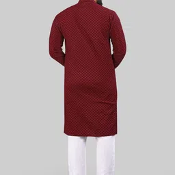 KRIJET Men Polyester Straight Knee Length Kurta With Pyjamas image 3