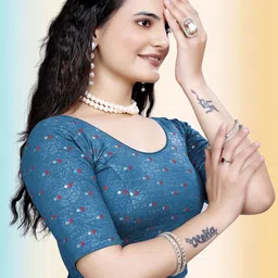 TANISHM FEB TEX Printed Round Neck Saree Blouse image 3