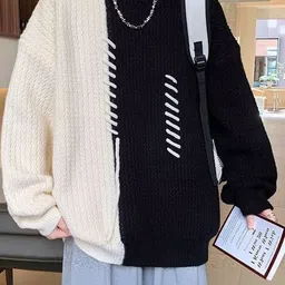 StyleCast x Revolte Men Cable Knit Colourblocked Pullover image 4