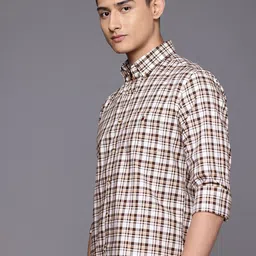 Louis Philippe Sport Pure Cotton Slim Fit Checked Casual Shirt-image-36