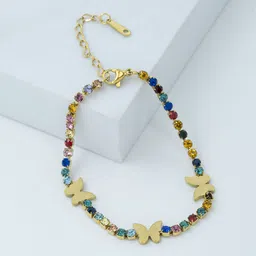 ARTKLIM Women American Diamond Gold-Plated Charm Bracelet-picture-29