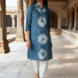 RUDRA LIFESTYLE Women Bandhani Printed Indie Prints Chanderi Silk Kurta-picture-27