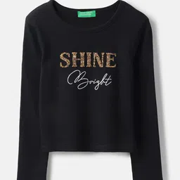 United Colors of Benetton Girls Typography Printed Round Neck Cotton T-shirt-picture-26