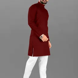 Attigo Men Solid Ethnic Kurta with Pyjama image 4