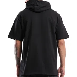 WROGN Men Typography Printed Hood Pure Cotton Oversized T-shirt image 4