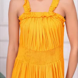 Jyoti Women Yellow Soild Fit & Flare Dress image 5