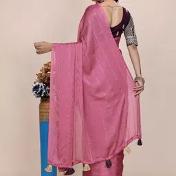 K 5 Fashion Striped Zari Poly Georgette Saree image 5