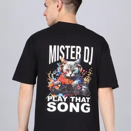 WILD ELEPHANT Men Typography Printed Drop-Shoulder Sleeves Pure Cotton T-shirt image 5