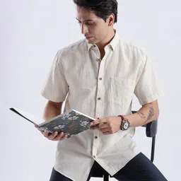 TURMS Men Standard Tailored Fit Striped Casual Shirt image 2