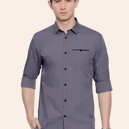 CB-COLEBROOK Men Solid Spread Collar Casual Shirt-image-16