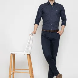 MODERNITY Men Comfort Slim Fit Micro Ditsy Printed Spread Collar Cotton Casual Shirt image 5