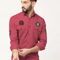 WOXEN Men Original Fit Spread Collar Solid Cotton Casual Shirt-picture-10