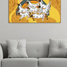 nestroots Yellow & White Seven Horses of Fortune Care Canvas Wall Painting-picture-10