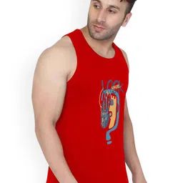 SLOWLORIS Men Pack Of 2 Printed Bio-Wash Combed Cotton Gym Vests image 4