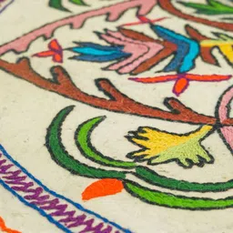 Swadeh White Ethnic Motifs Handmade Woollen Carpet image 4