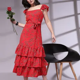 KASSUALLY Floral Print Layered Fit & Flare Midi Dress image 2