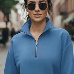 MACK JONNEY Women Mock Collar Pullover Sweatshirt image 2