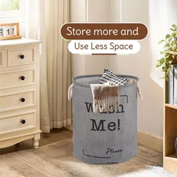 Aura 4-Pcs Grey Printed Foldable Laundry Bags With Handle - 60L image 5