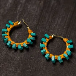 iTokri Thread And Stone Work Geometric Shaped Hoop Earrings-picture-10