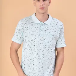V-Mart Men Floral Printed Polo Collar Cotton T-shirt-picture-33