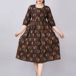 TANISHA Floral Print Maternity Fit & Flare Midi Dress-picture-30