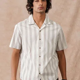 WROGN Men Comfort Fit Vertical Striped Cuban Collar Casual Shirt-picture-23