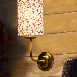 Aura White & Pink Printed Traditional Cylinder Shaped Wall Lamp image 5