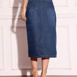 Miss Chase Denim Midi Straight Skirt image 4