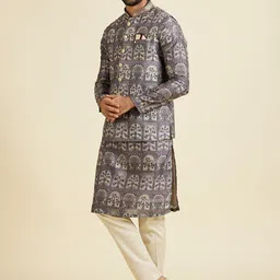 Manyavar Woven Design Mandarin Collar Nehru Jacket image 2