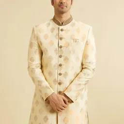 Manyavar Men Self Designed Sherwani Set image 5