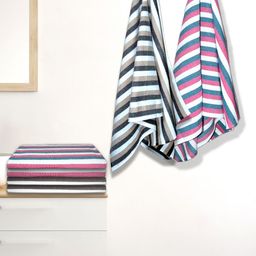 Athom Living 6-Pcs Beige & Pink Striped 210 GSM Bath Towel-picture-9