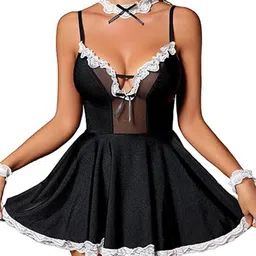SECRETS BY ZEROKAATA Women Solid Short Nightwear Baby Doll Lingerie-image-92