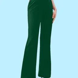 Dream Beauty Fashion Women Mid-Rise Bootcut Fit Easy Wash Pleated Trousers image 2