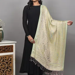 Exotic India Paisley Reversible Woven Design Shawl-picture-27