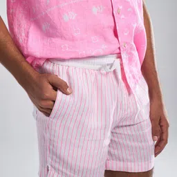 Terra Luna Men Striped Slim Fit Linen Technology Shorts image 2