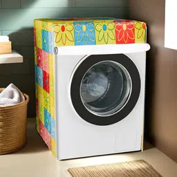 Kuber Industries Green & Pink Printed Light Weight Front Load Washing Machine Cover image 1