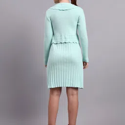 MODKLINE WITH MK Women Peter Pan Collar Ruffled Woollen Sheath Dress image 3