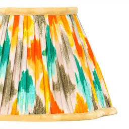 Lampenschirm India Orange Coloured & Green Printed Cotton Frustum Shaped Lampshade image 3