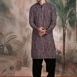 Sangria Chic Geometric Pattern Chikankari Kurta With Sequin-picture-25