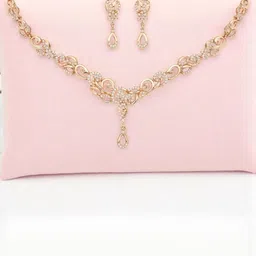 Nilu's Collection Rose Gold-Plated American Diamond Stone-Studded Jewellery Set image 4
