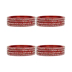 SOMIL Set Of 16 Stone Studded & Beaded Bangle-image-70