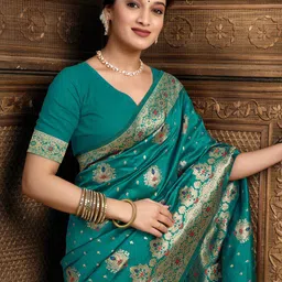 HERE&NOW Woven Design Zari Pure Silk Banarasi Saree image 3