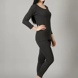Lux Cozi Women Ribbed Round Neck Thermal Set-picture-31