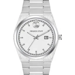 SWADESI STUFF Men Dial & Straps Analogue Date Aperture Watch SDS 173 WHITE 99 image 5